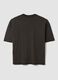 Brown cropped pure cotton T-shirt with front print, boxy fit_6