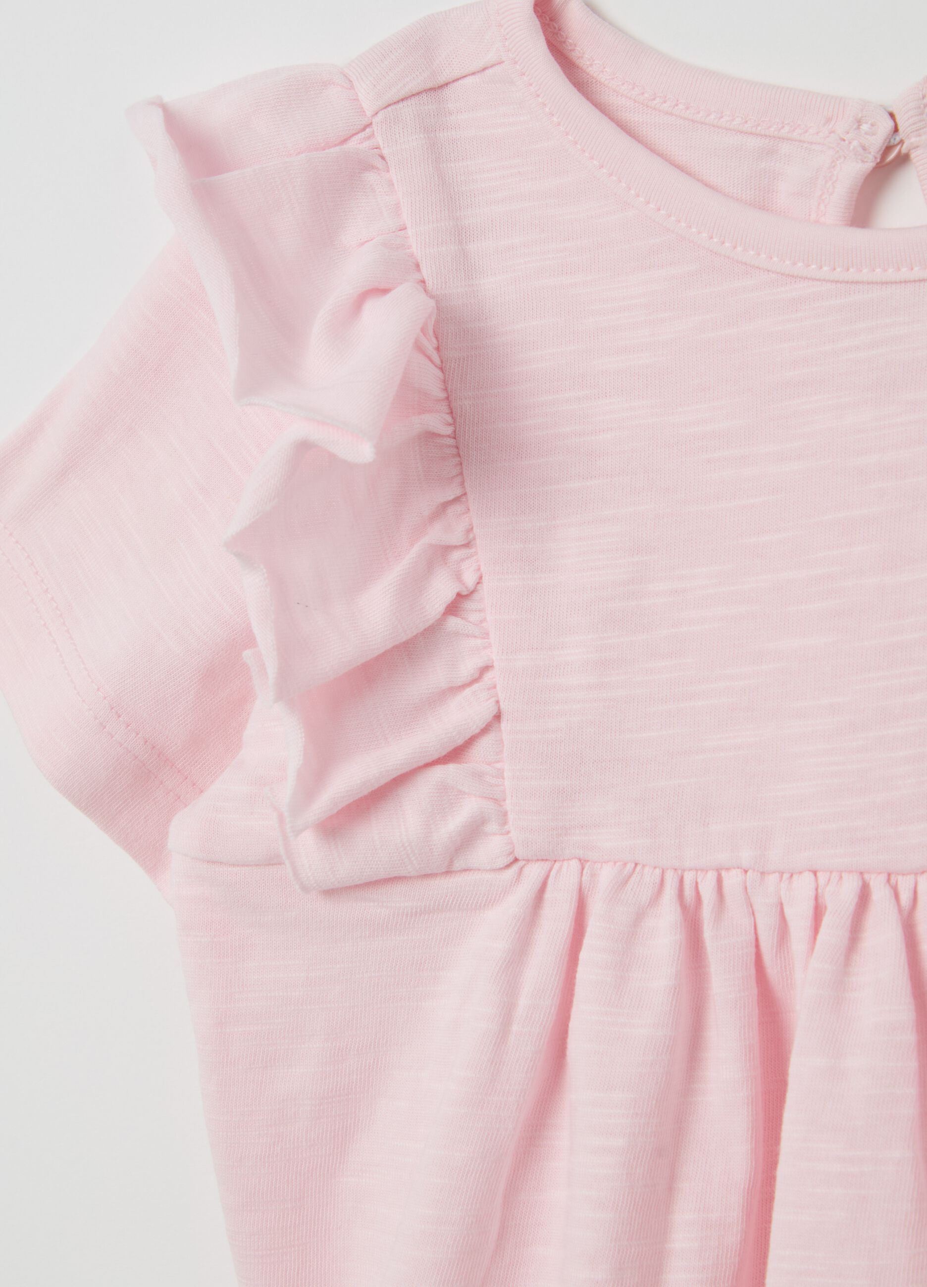 Cotton T-shirt with flounce