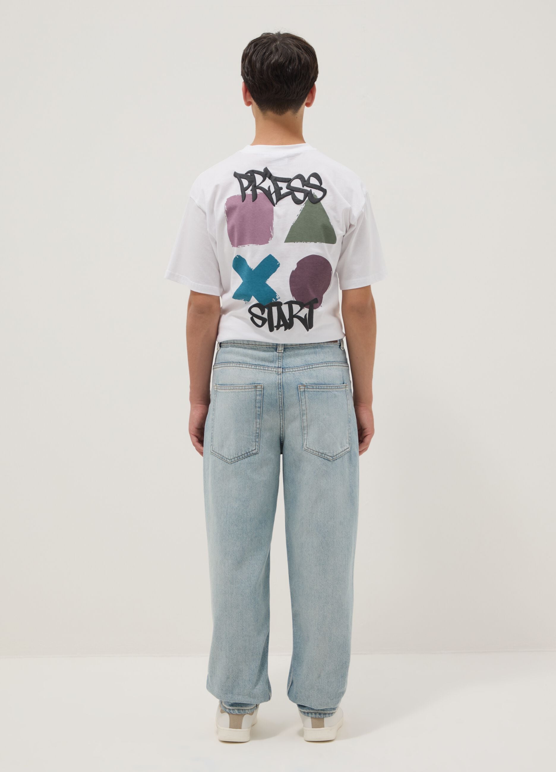 Boy's pure cotton denim blue baggy jeans