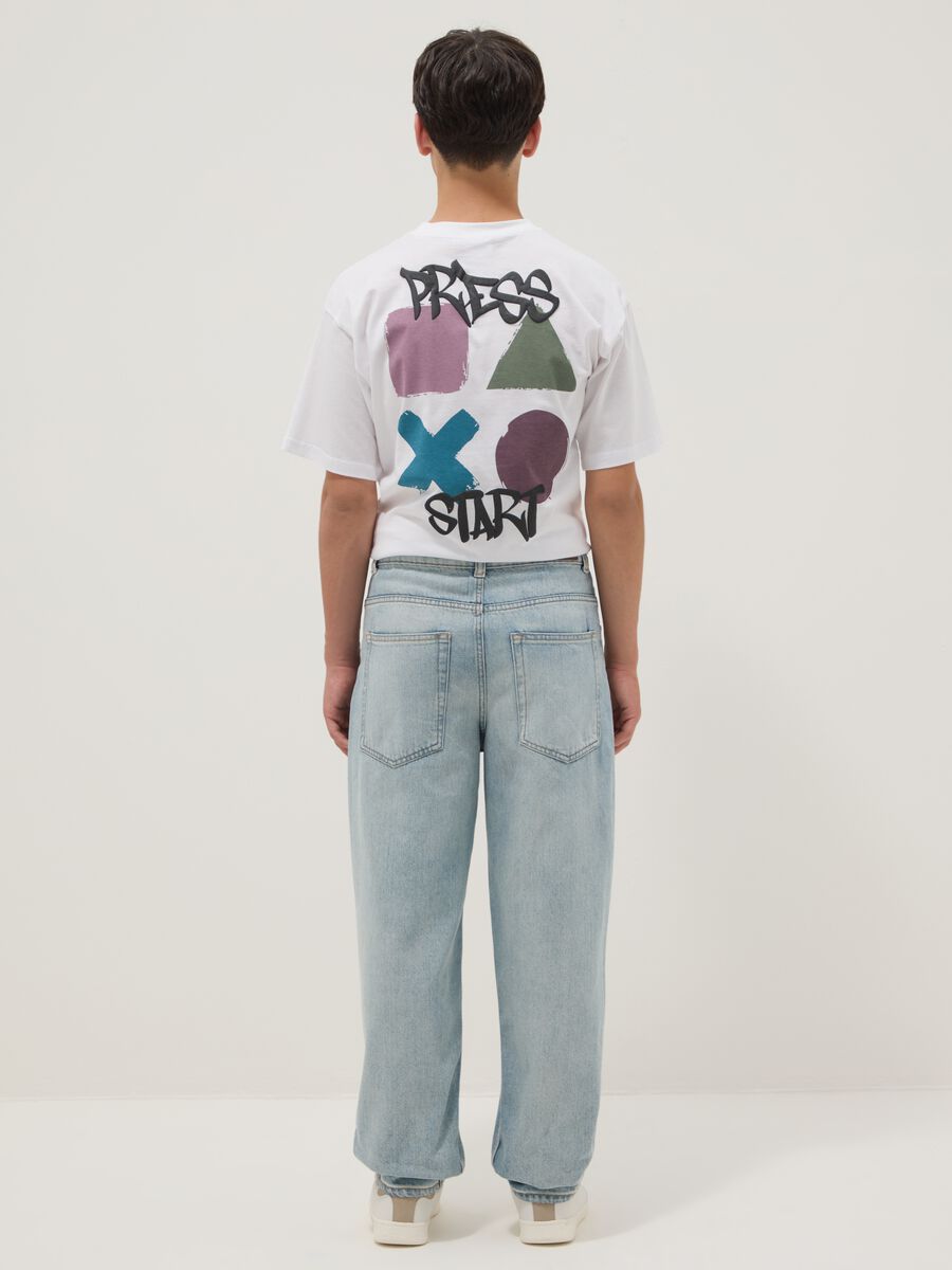 Jeans baggy in puro cotone denim azzurri da ragazzo_1