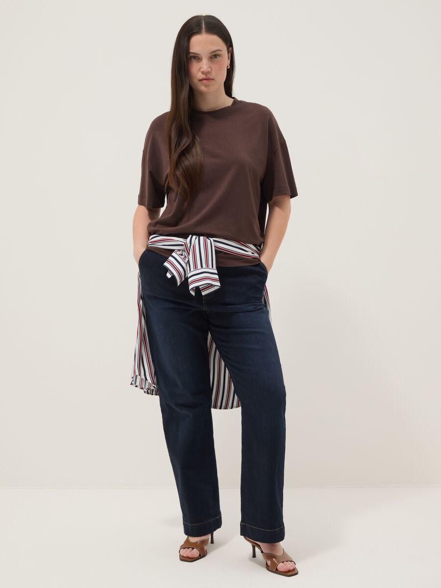 Brown stretch cotton and modal T-shirt_2