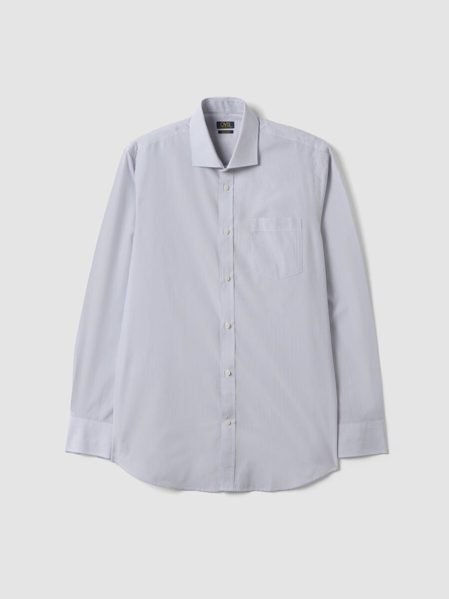 Grey easy-iron cotton-blend shirt with fine stripes, regular fit_4