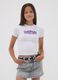 White stretch cotton jersey T-shirt with graffiti slogan for girls_1