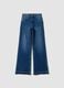 Blue wide-leg stretch cotton jeans_4