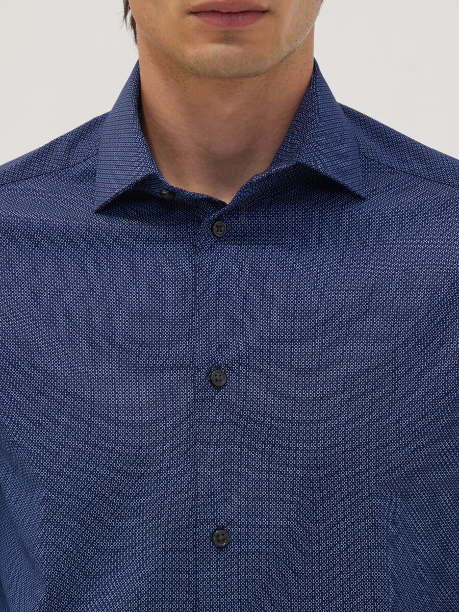 Blue slim-fit stretch cotton poplin shirt_1