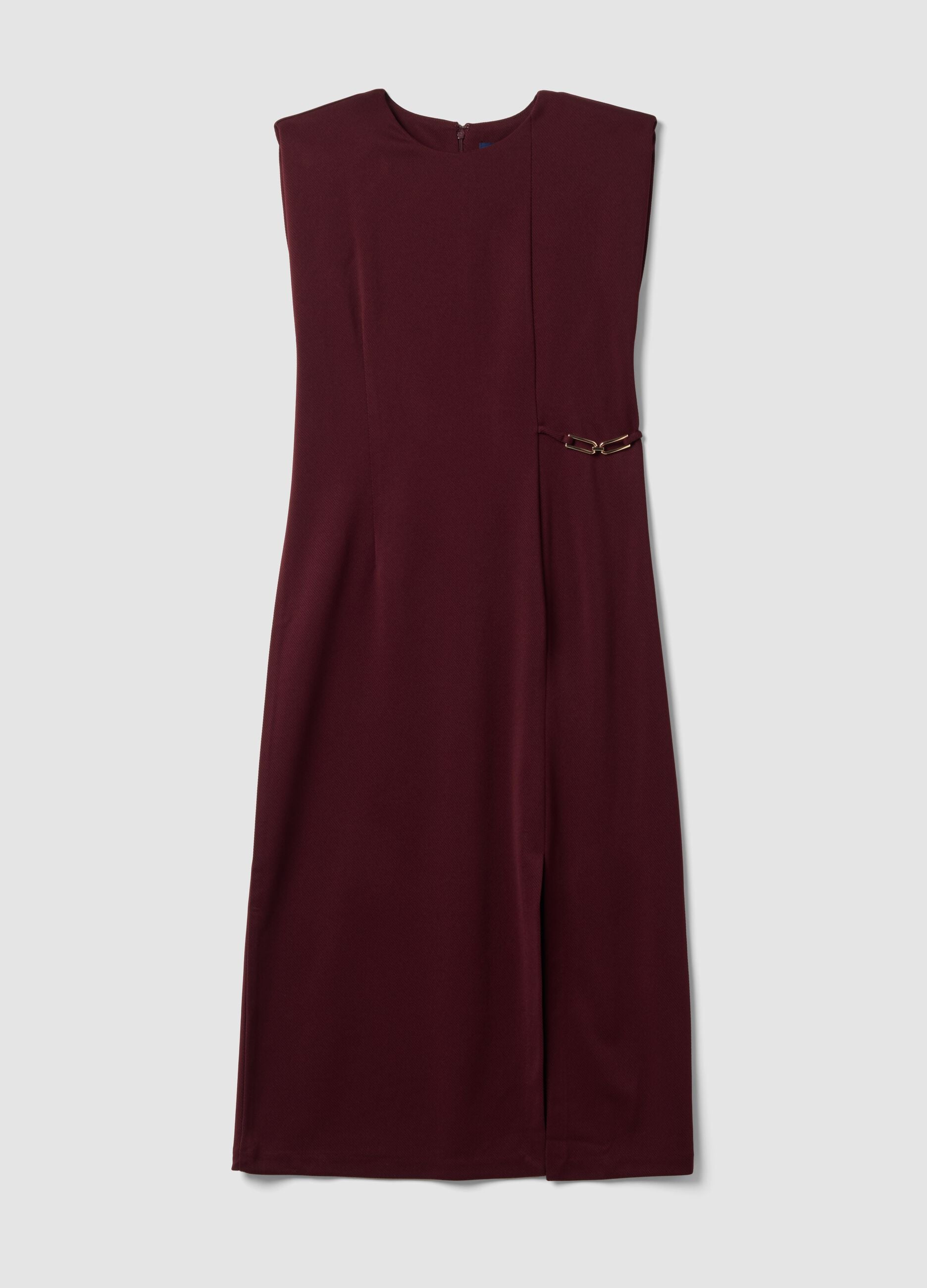Red midi dress in stretch fabric, slim fit