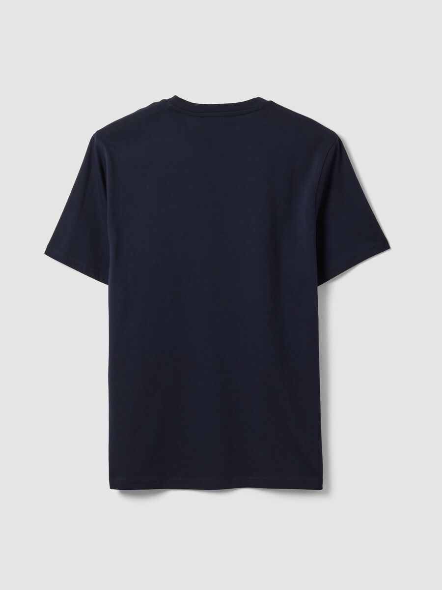 Blue pure cotton crew-neck T-shirt, regular fit_1