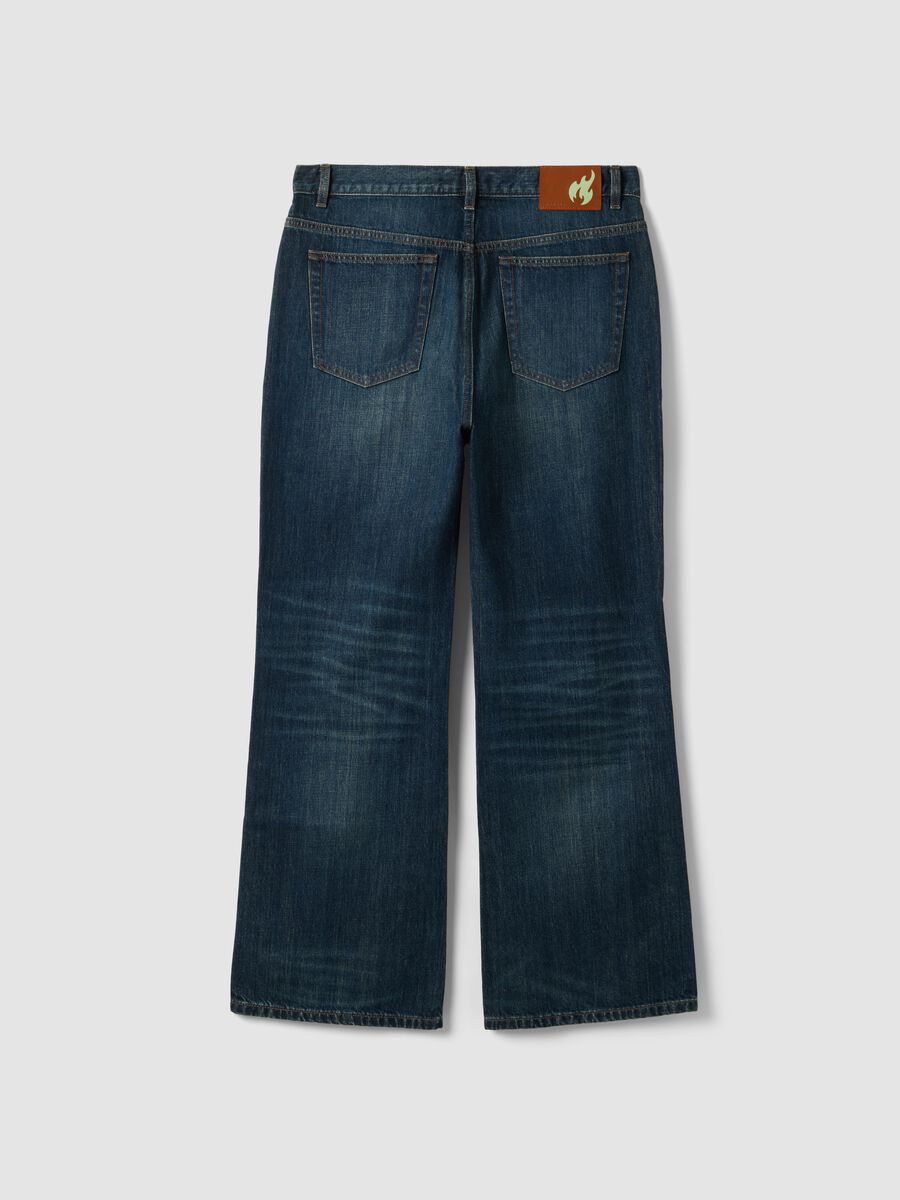 Jeans denim blu in puro cotone flare fit_2