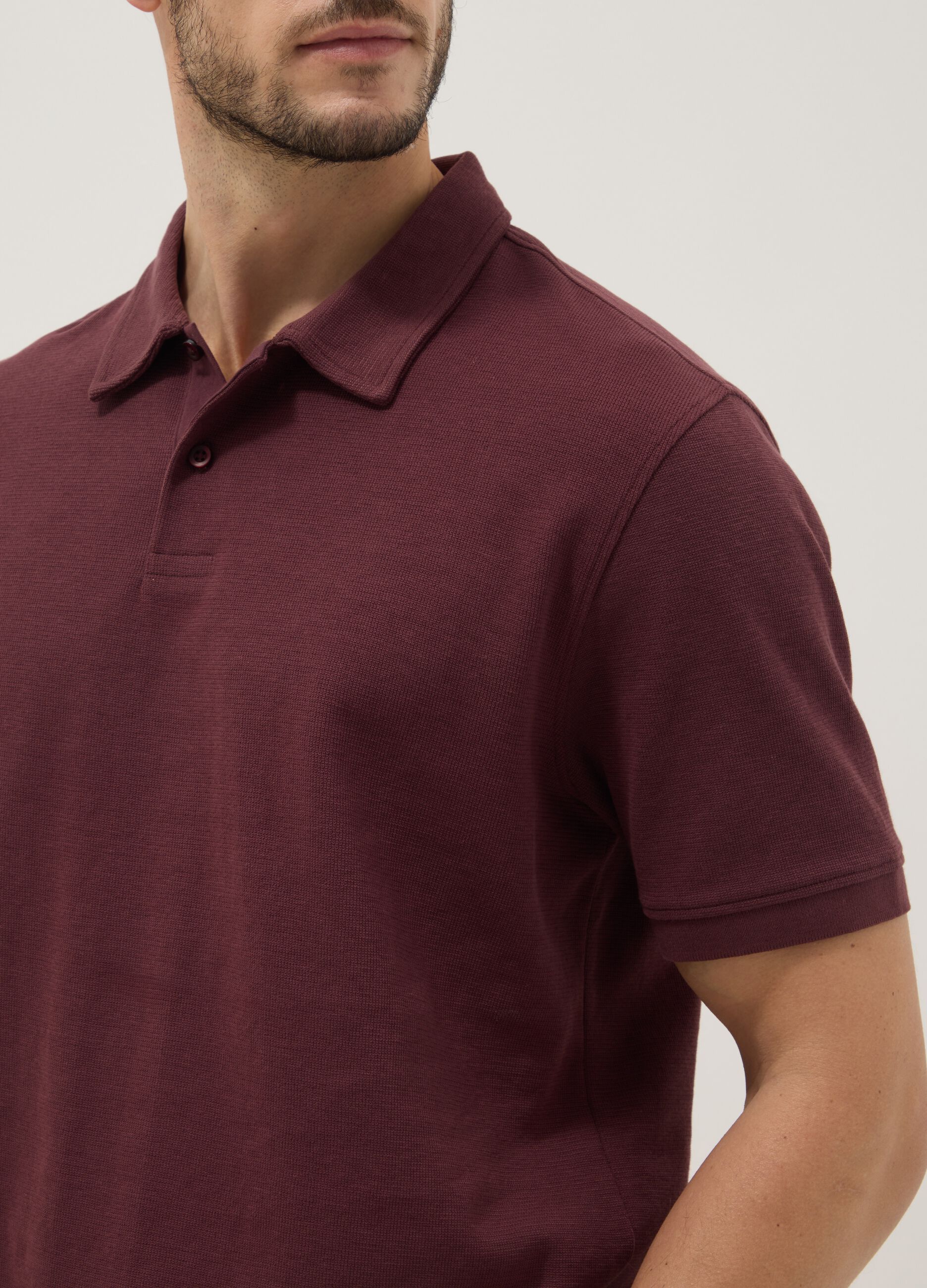 Brown stretch cotton polo shirt regular fit