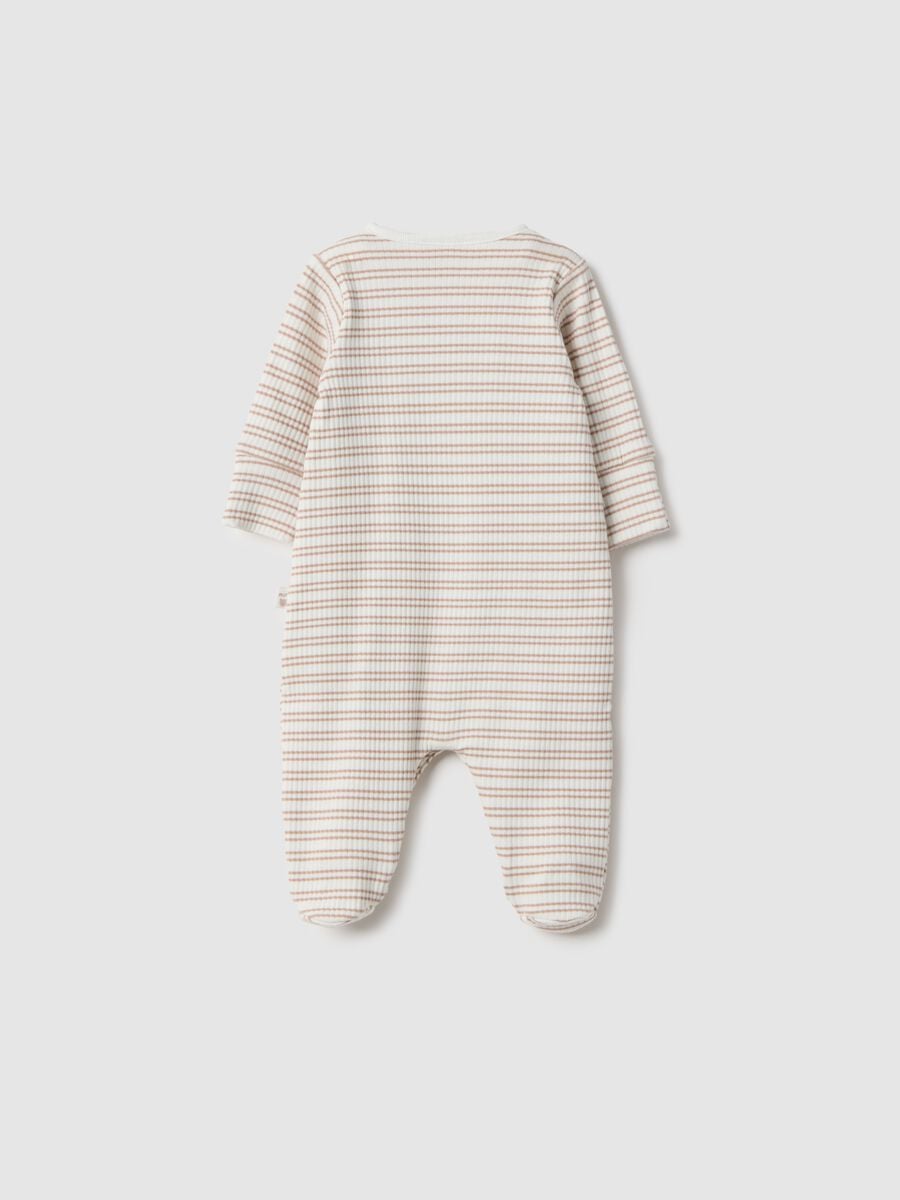 Newborn Multi-coloured Striped Stretch Cotton Sleepsuit_1