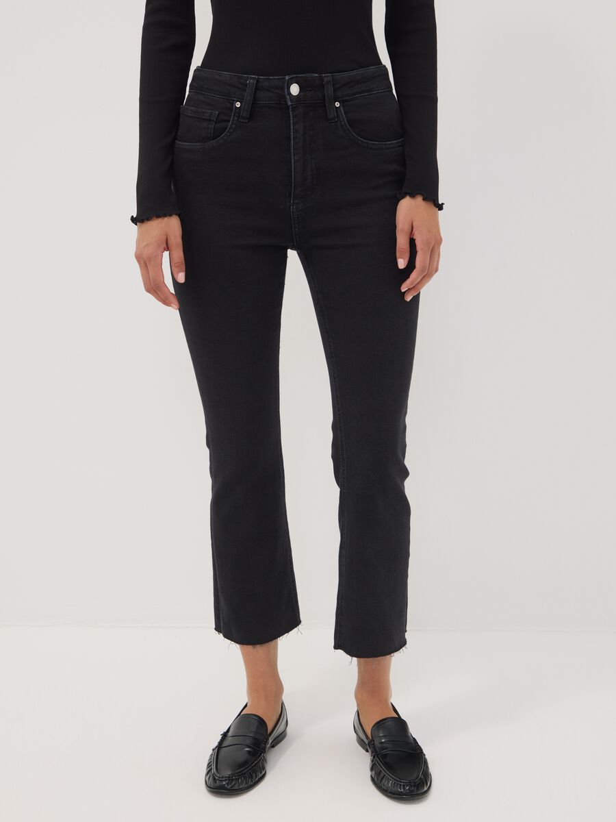 Black stretch-cotton denim flare-fit jeans_2