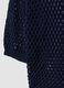 Blue open-knit three-quarter sleeve top_5