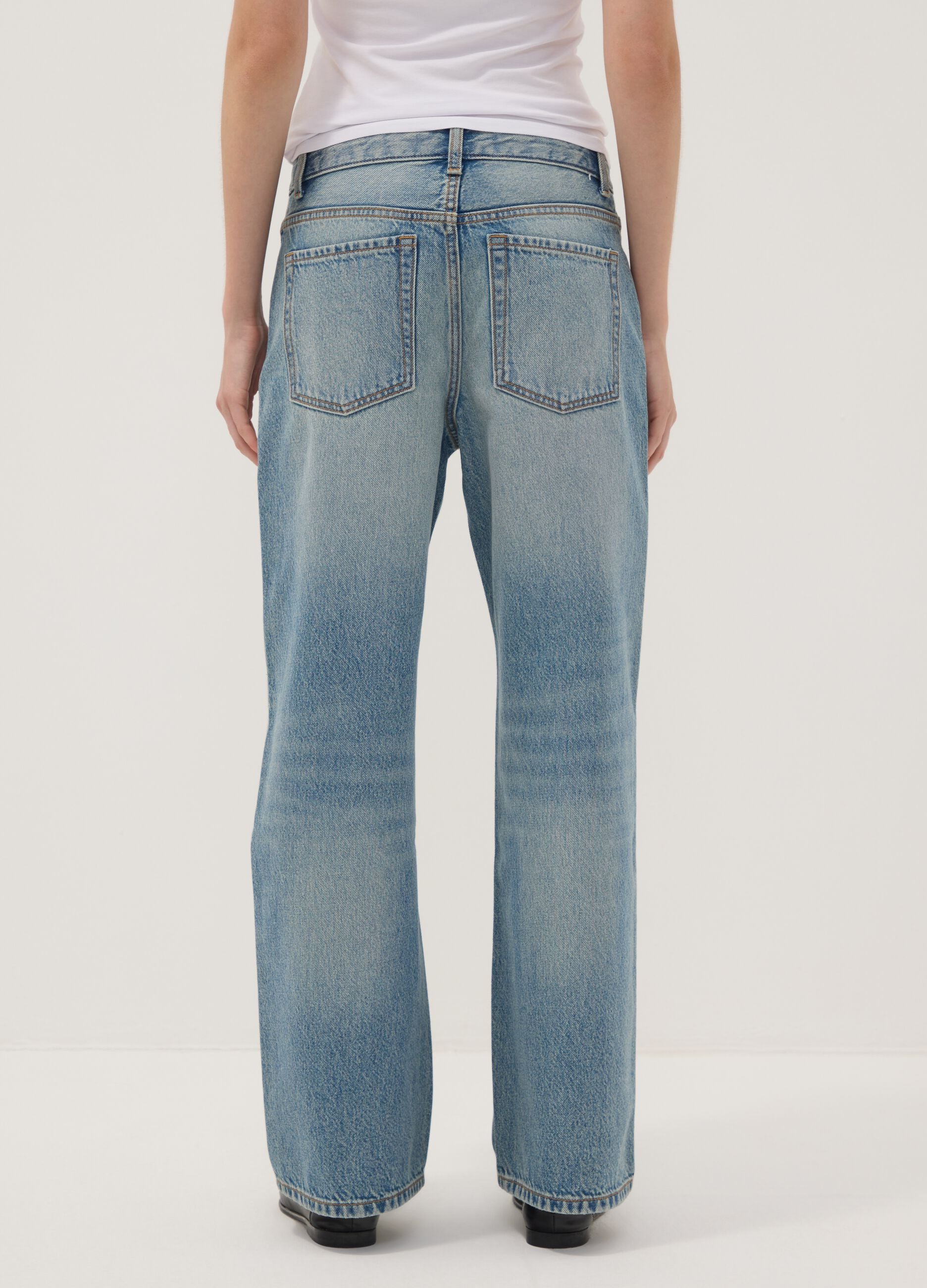 Light blue pure cotton straight-fit jeans