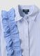Blue striped girls&rsquo; shirt with ruffle detail and classic collar_2