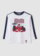 White pure cotton crew-neck T-shirt with Mickey print for baby boy_0
