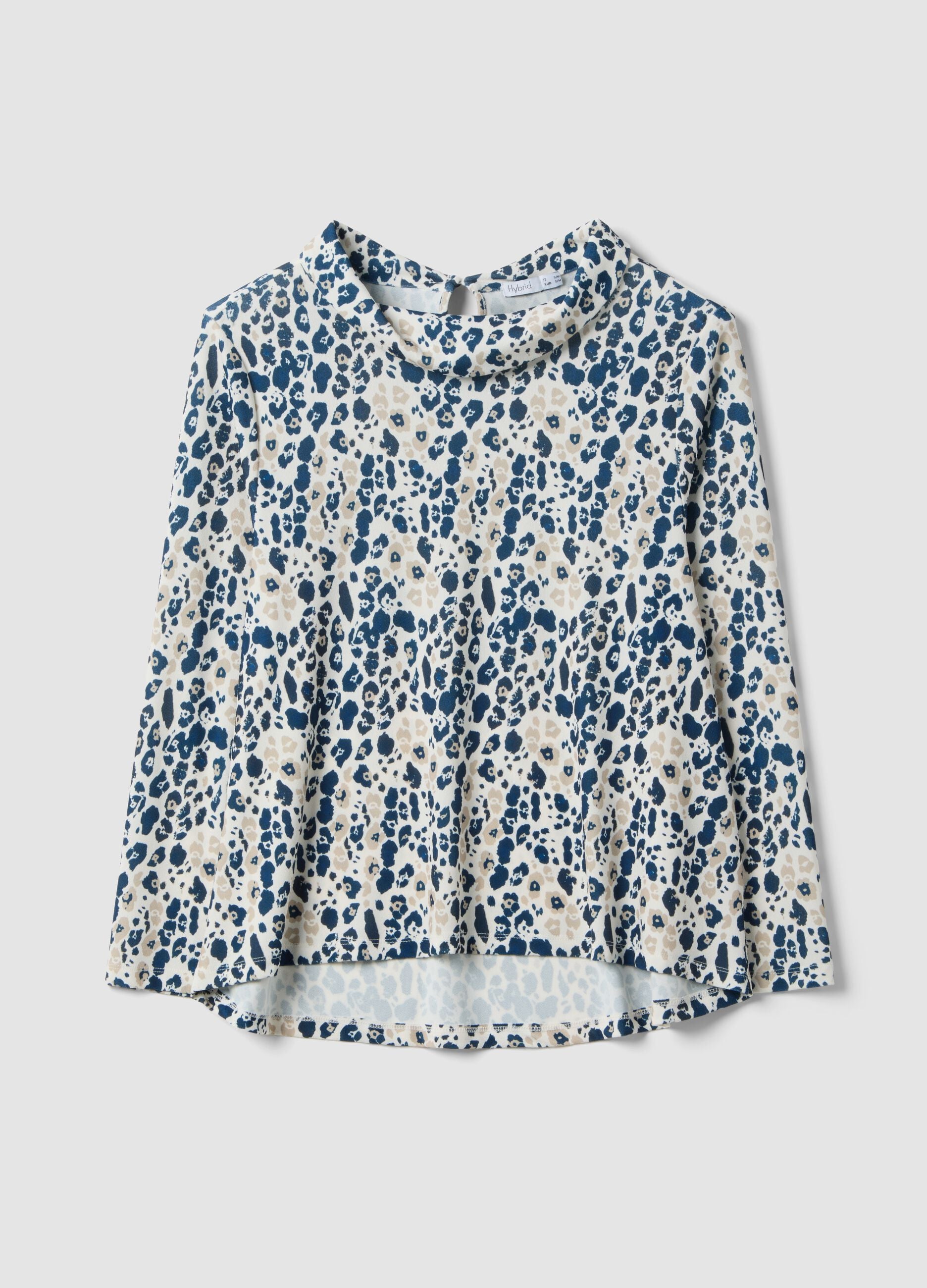 Multicolour long-sleeve regular fit shirt with pattern