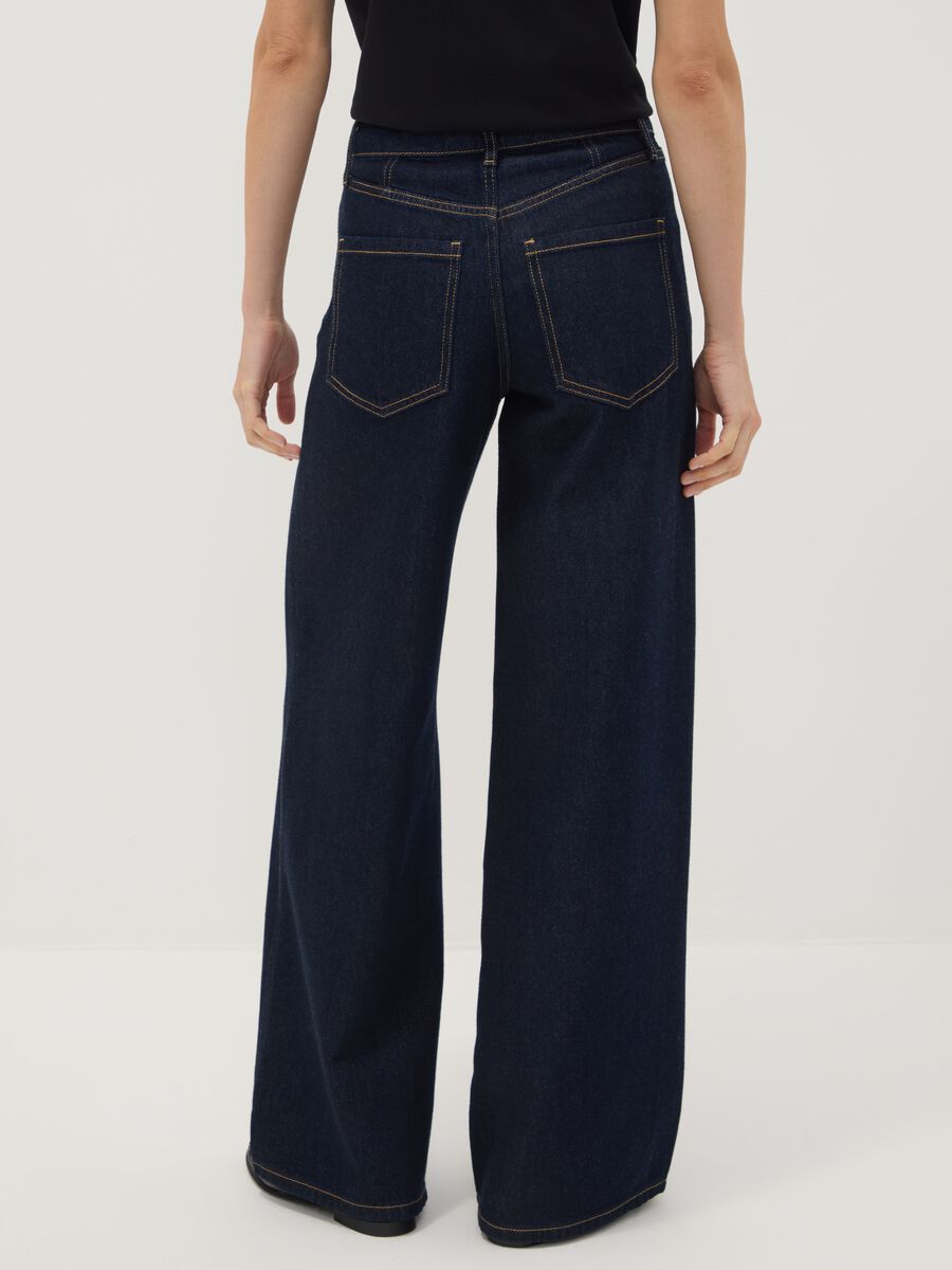 Blue denim bootcut jeans in cotton and lyocell blend_2