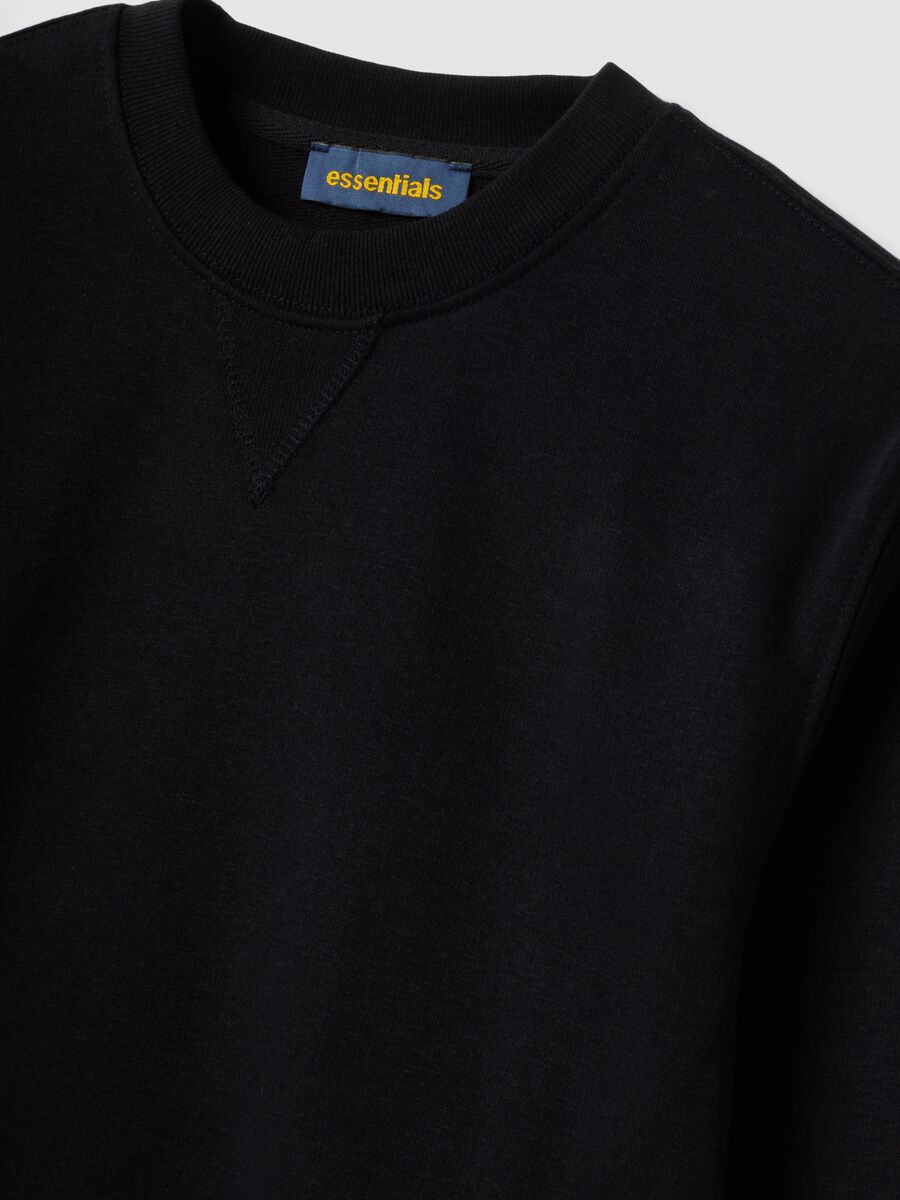 Black crew-neck sweatshirt in cotton blend, regular fit_2