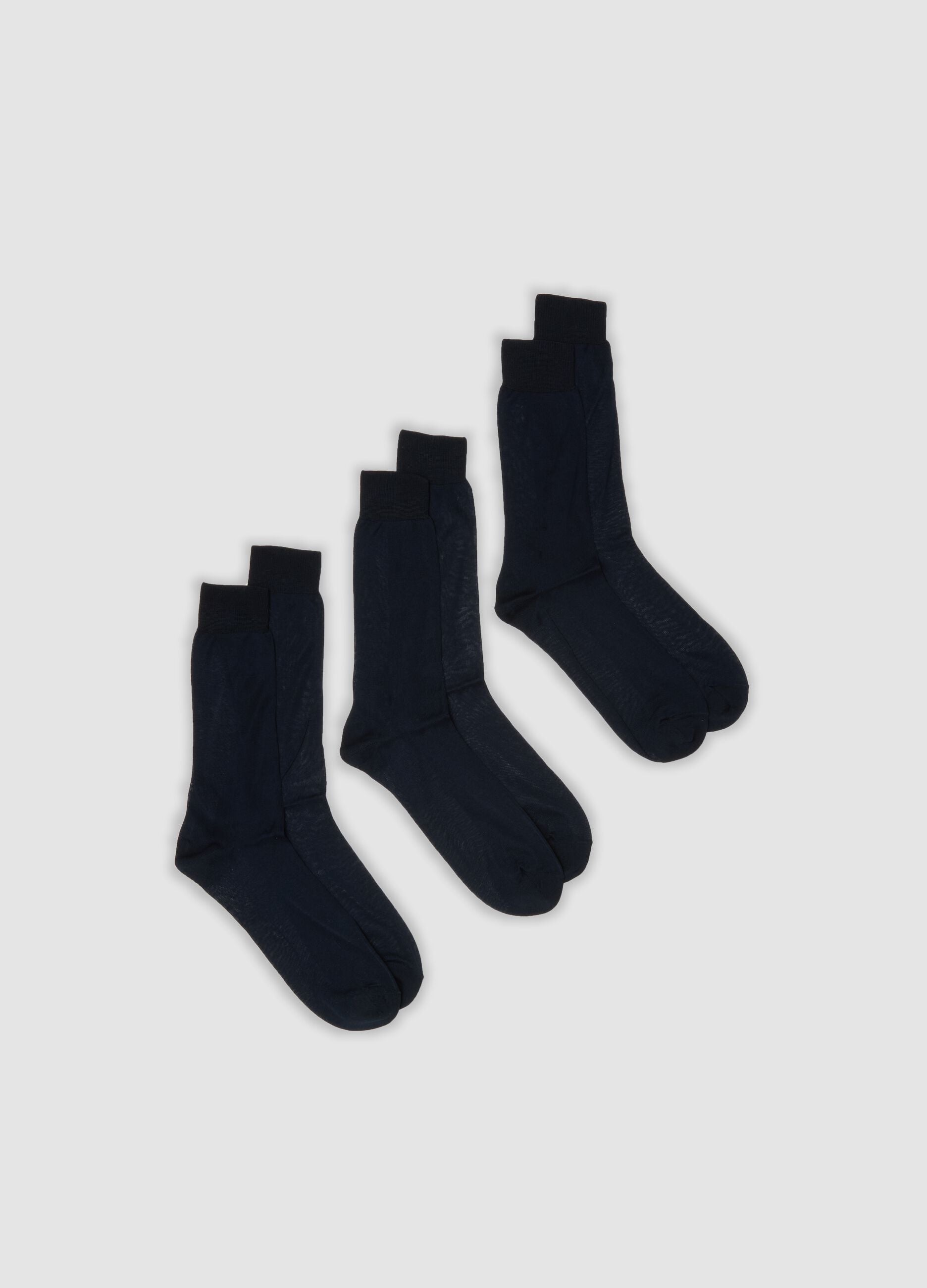 Three-pack of blue pure cotton Fil d&rsquo;&Eacute;cosse socks