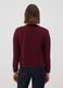 Burgundy pure cotton crew-neck cardigan with buttons, regular fit_3