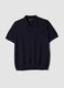 Polo in misto cotone, lino e seta blu regular fit_4