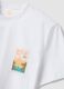 White pure cotton T-shirt with applied print, regular fit_5