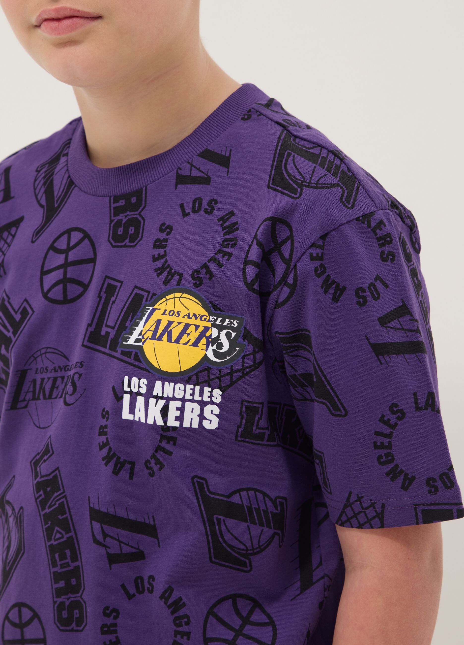 Purple short-sleeved pure cotton T-shirt