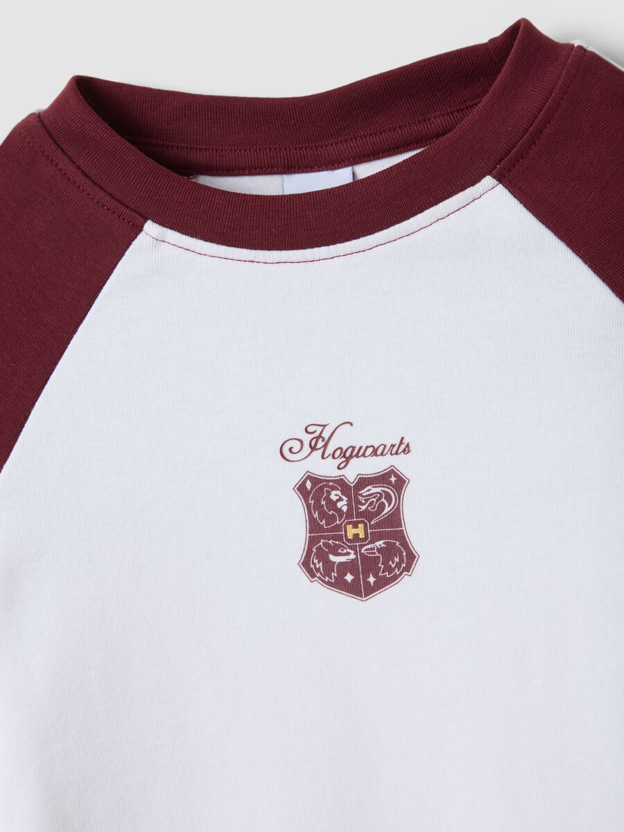 White stretch cotton girls&rsquo; T-shirt with Hogwarts crest_4