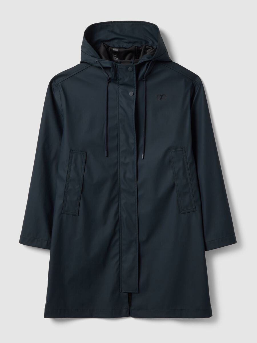 Blue waterproof jacket with hood, regular fit_0