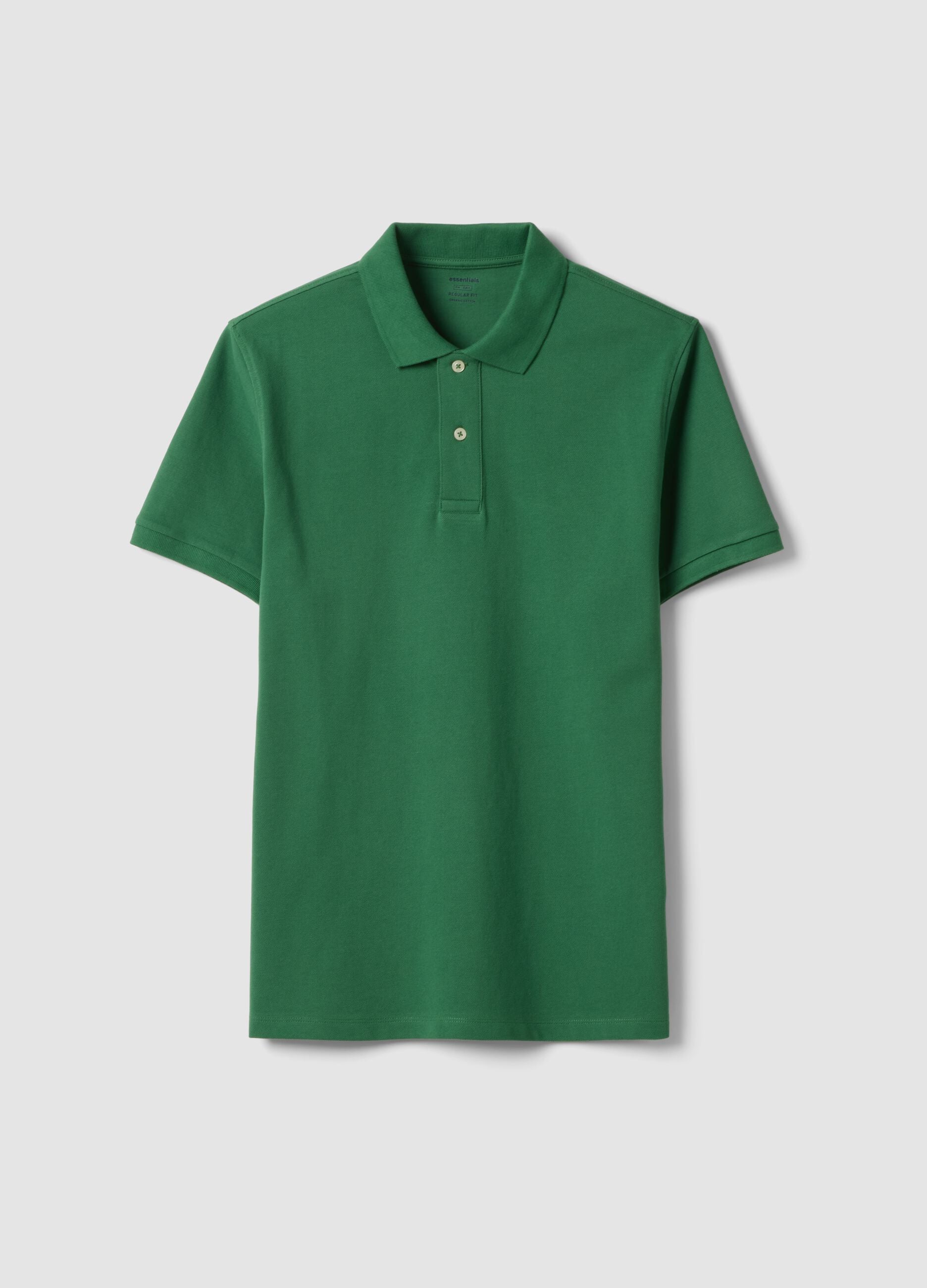 Short sleeve polo in pure green cotton regular fit