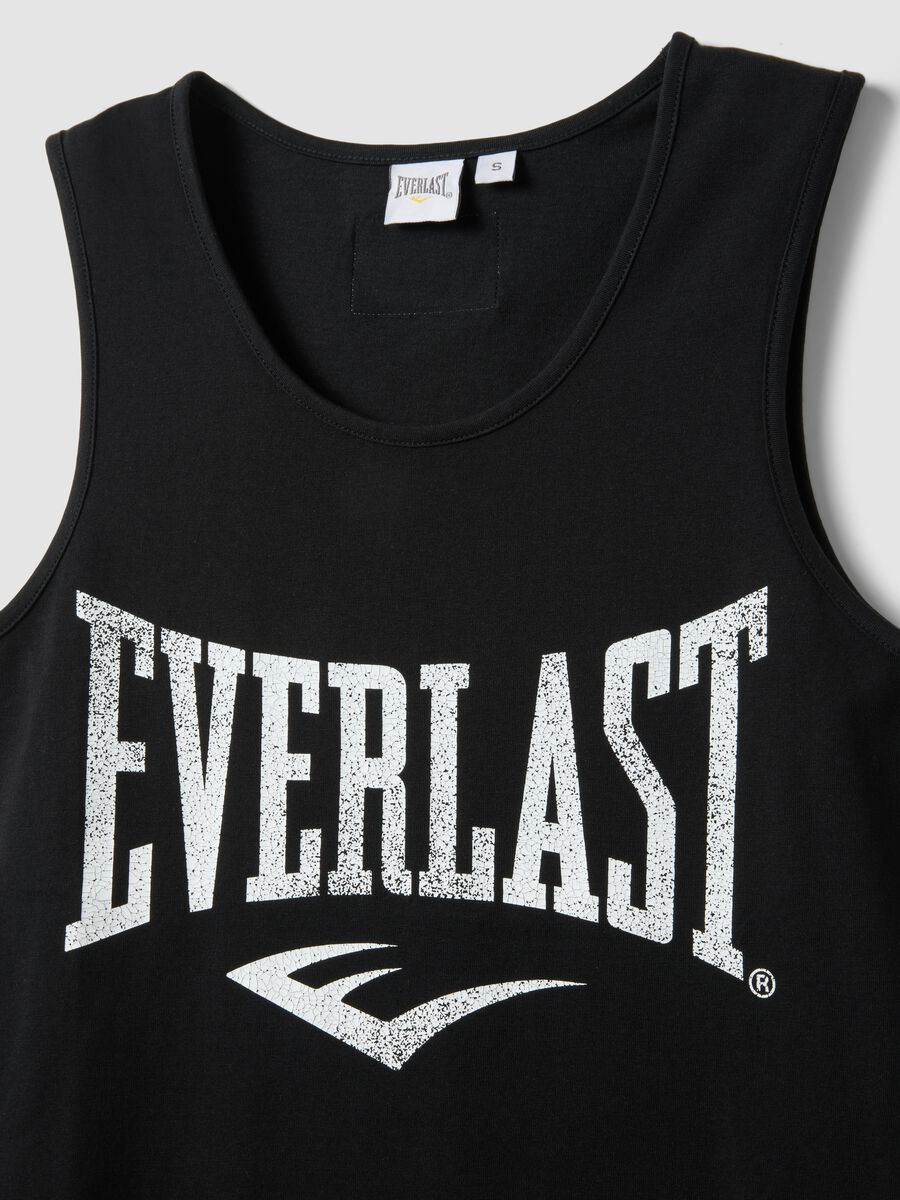 Black pure cotton tank top regular fit with Everlast logo_5