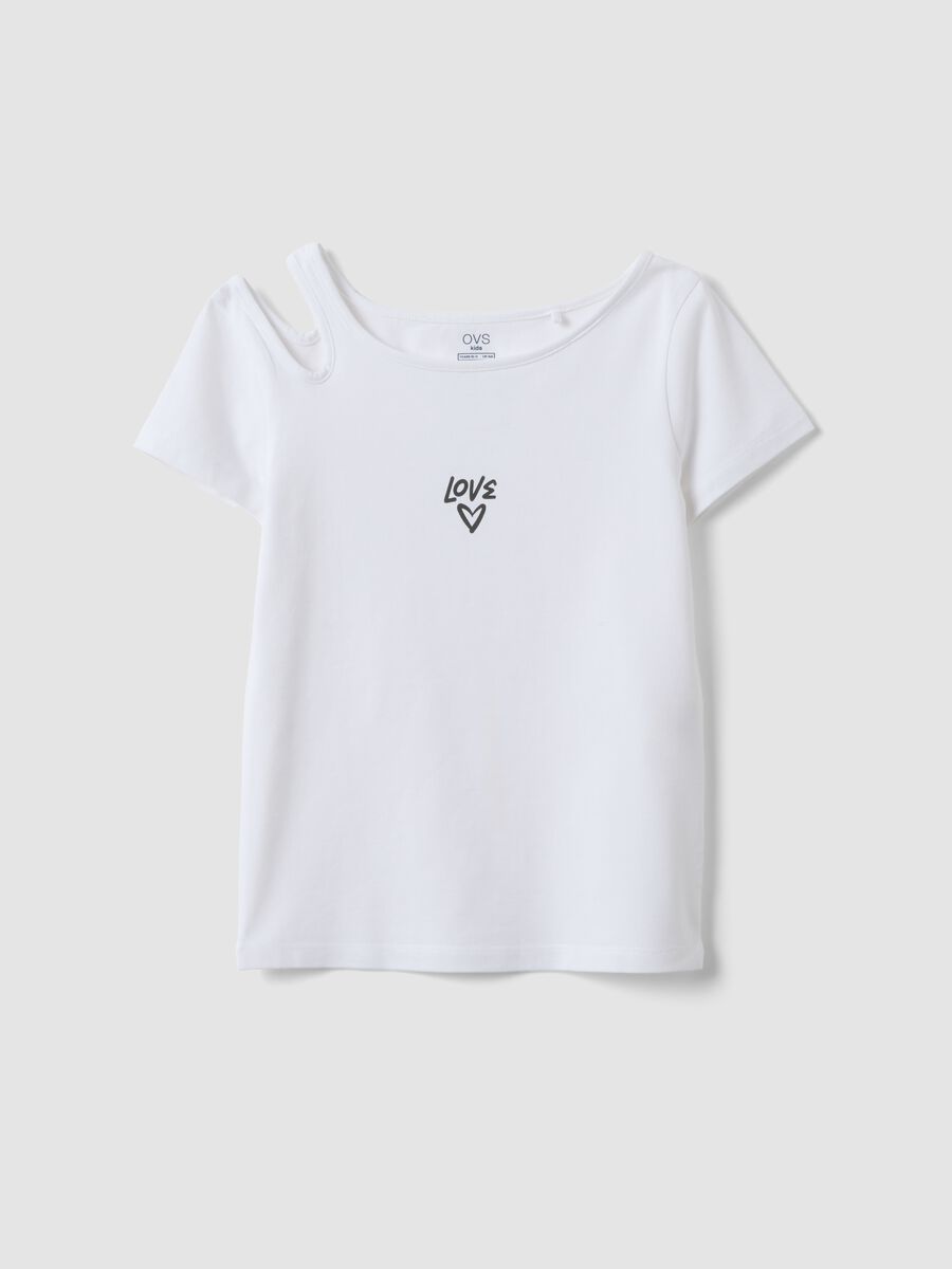 T-shirt in cotone elasticizzato bianca da ragazza slim fit_3