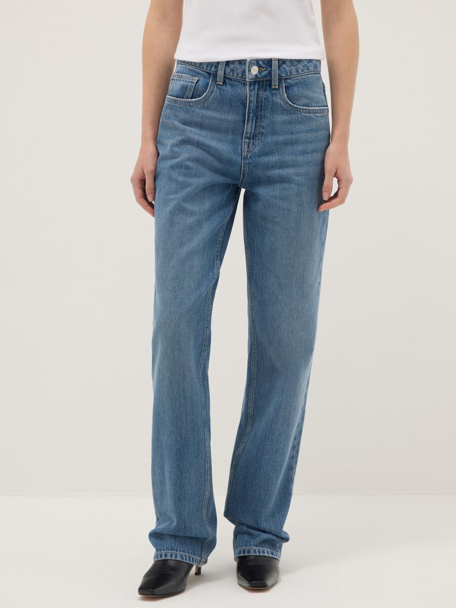 Jeans blu in puro cotone straight fit_2