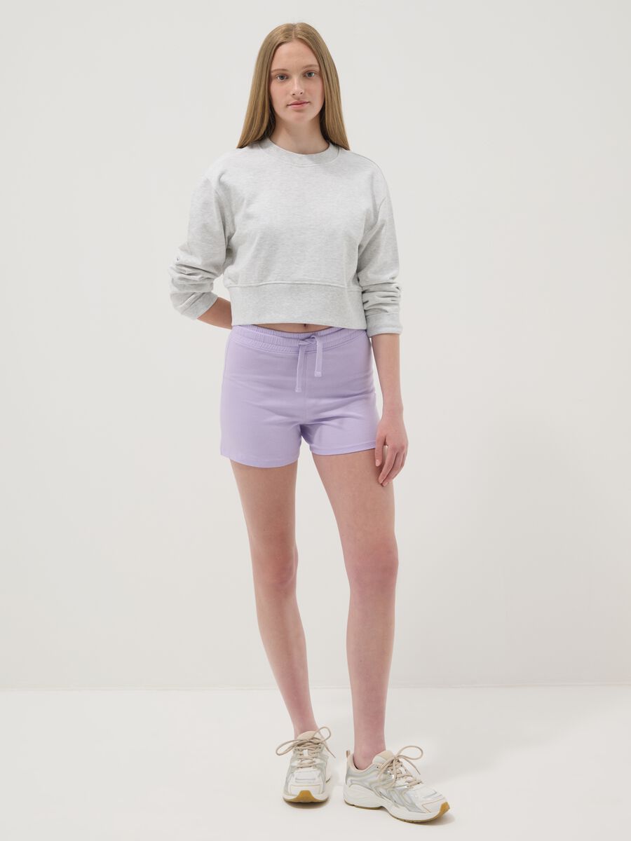 Girls&rsquo; purple pure cotton regular-fit shorts_0