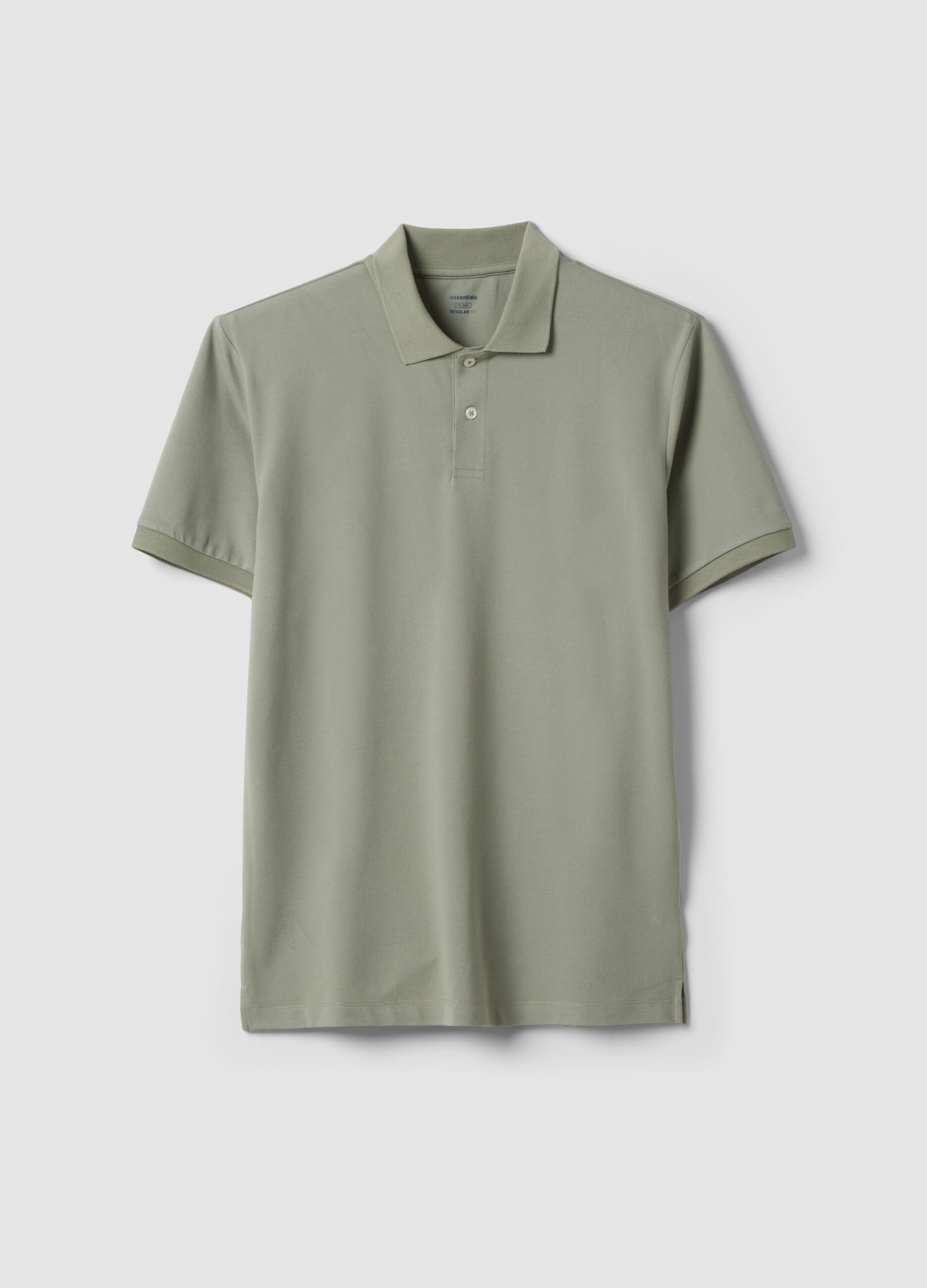 Green stretch cotton blend polo regular fit