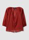 Red ramie and lyocell blend shirt with V-neck, regular fit_4