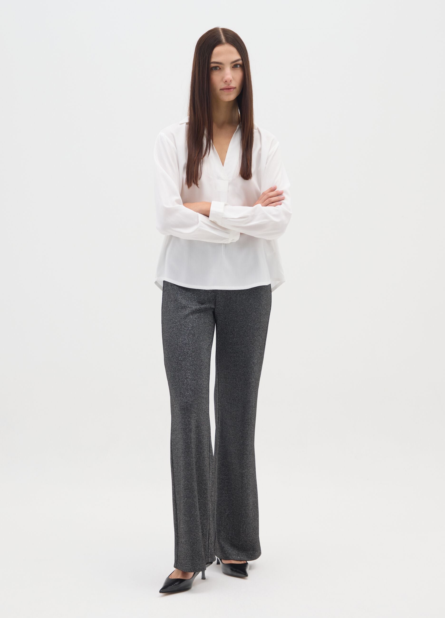 White long-sleeve regular fit shirt