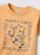 Regular fit orange pure cotton t-shirt for children with print_2