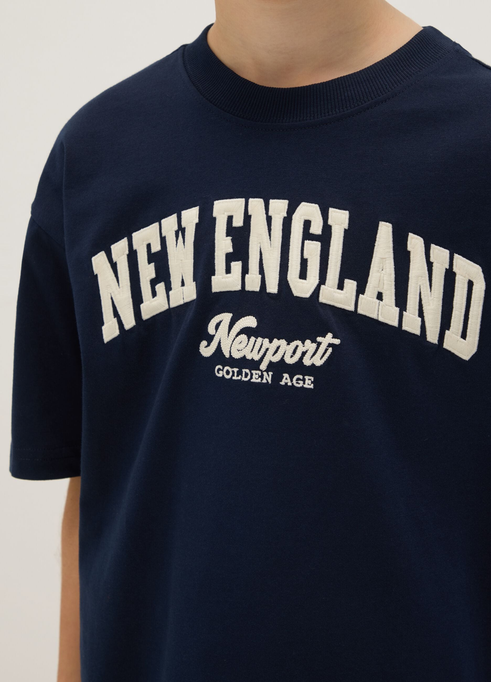 Boys' blue pure cotton T-shirt relaxed fit with print