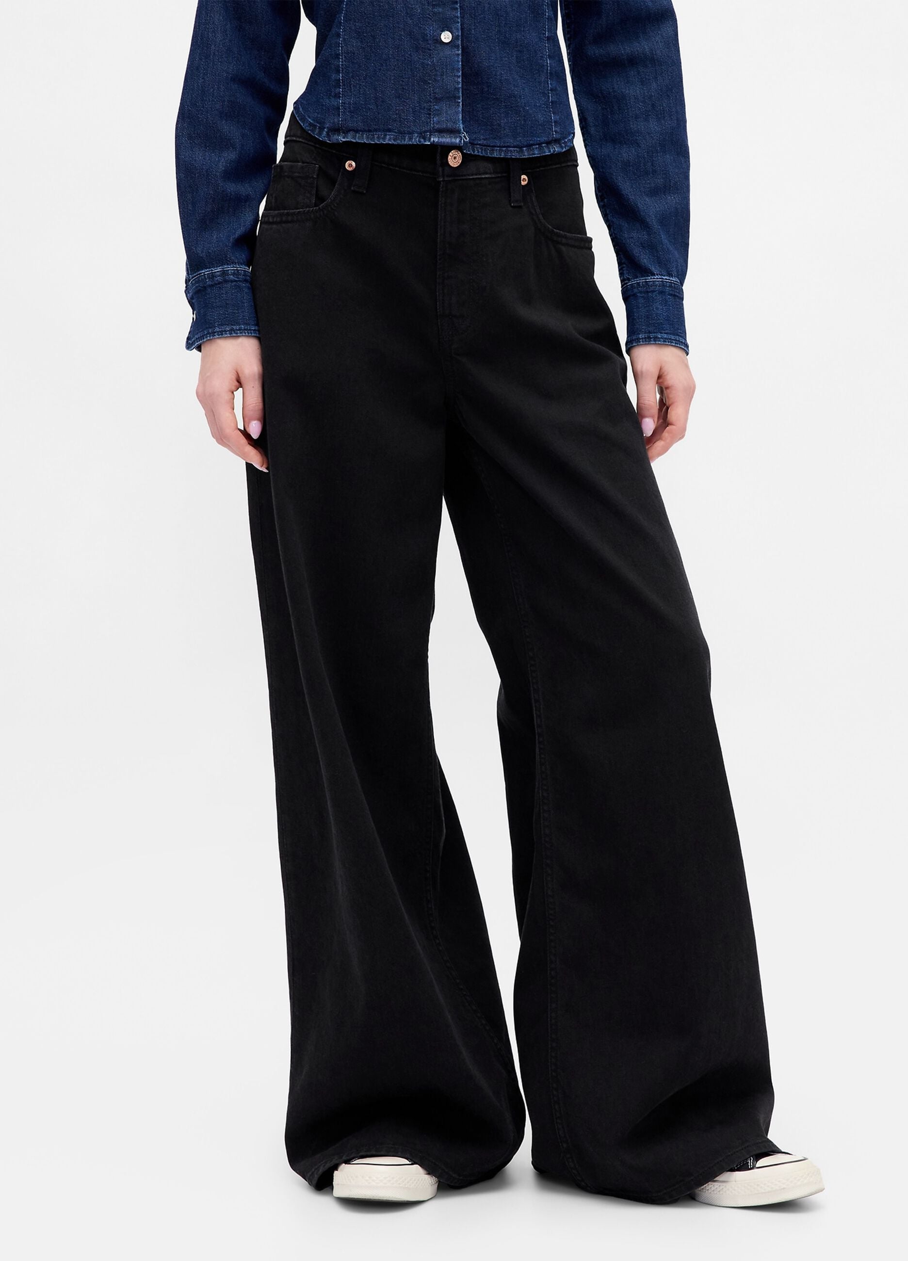 Black Trousers in Lyocell and Cotton