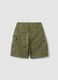 Green stretch cotton cargo shorts_4