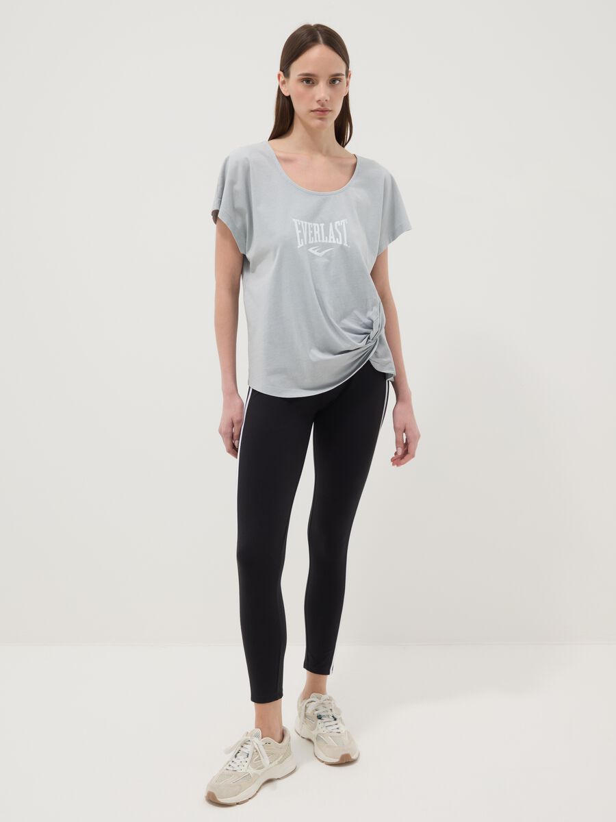 Grey pure cotton T-shirt with regular fit and knot detail_2
