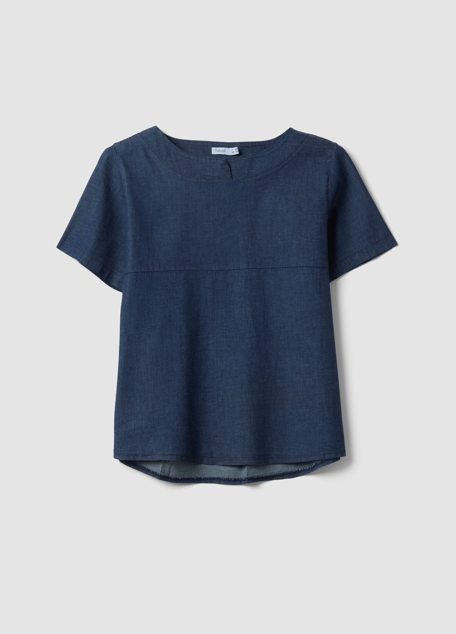 Blue stretch cotton blouse