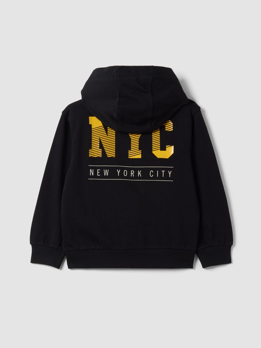 Black regular-fit pure cotton hoodie with logo for boys_1