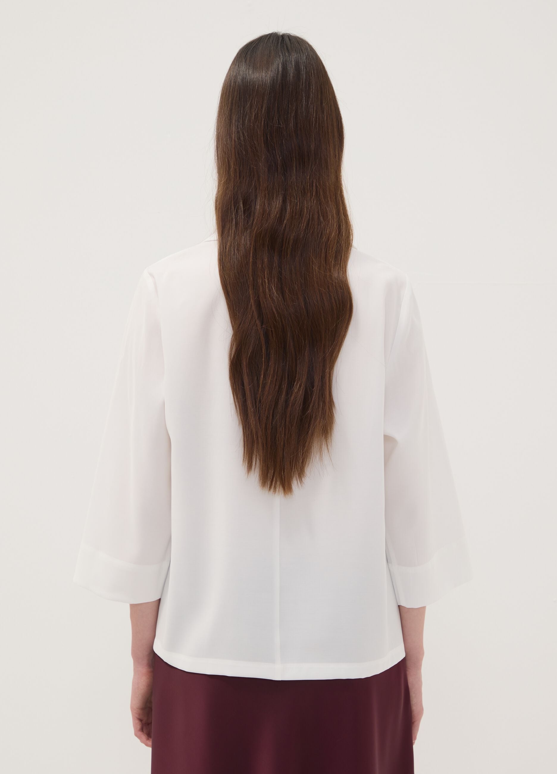 White viscose-blend shirt with classic collar
