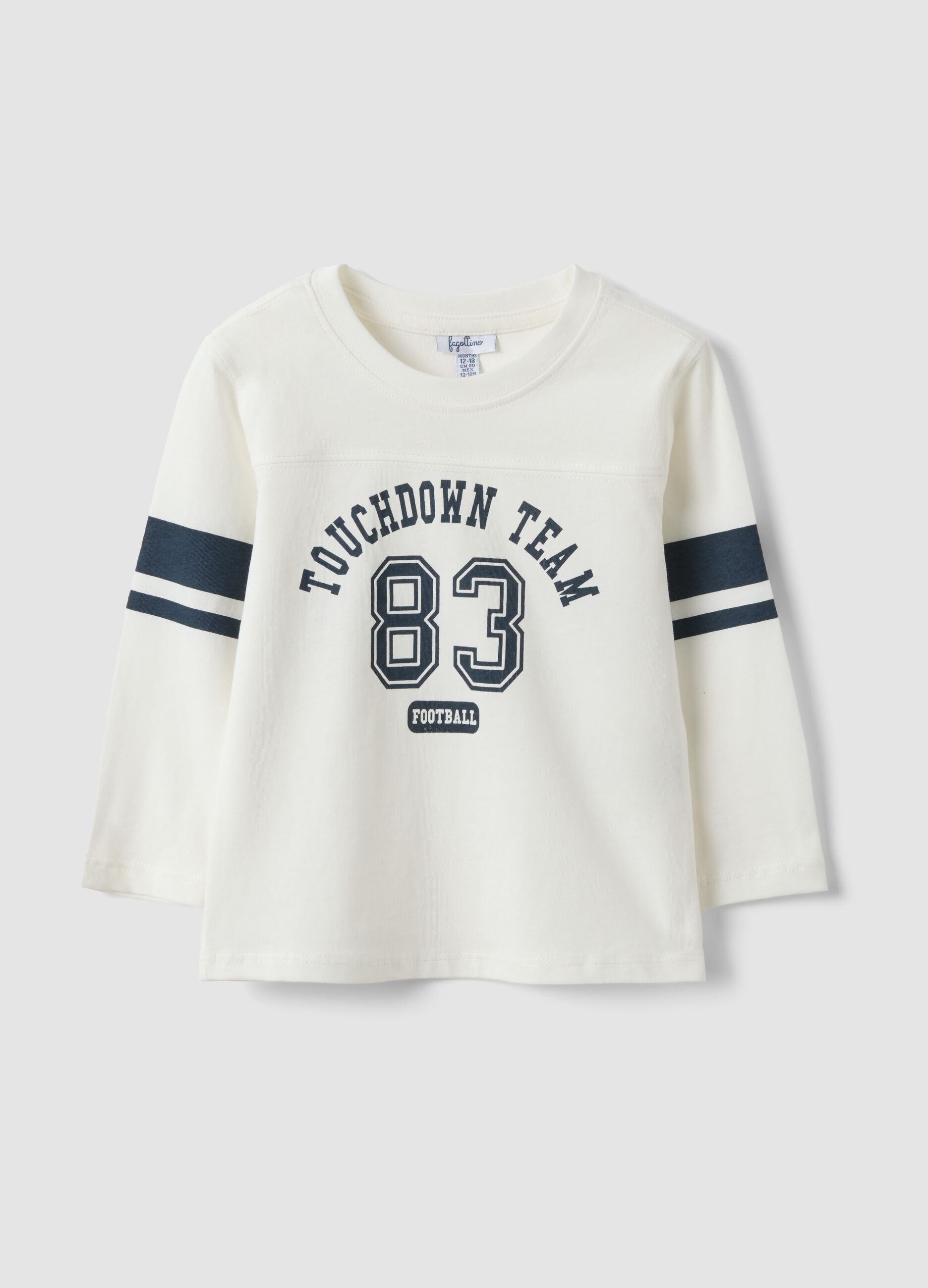 White organic cotton crew-neck T-shirt for baby boy
