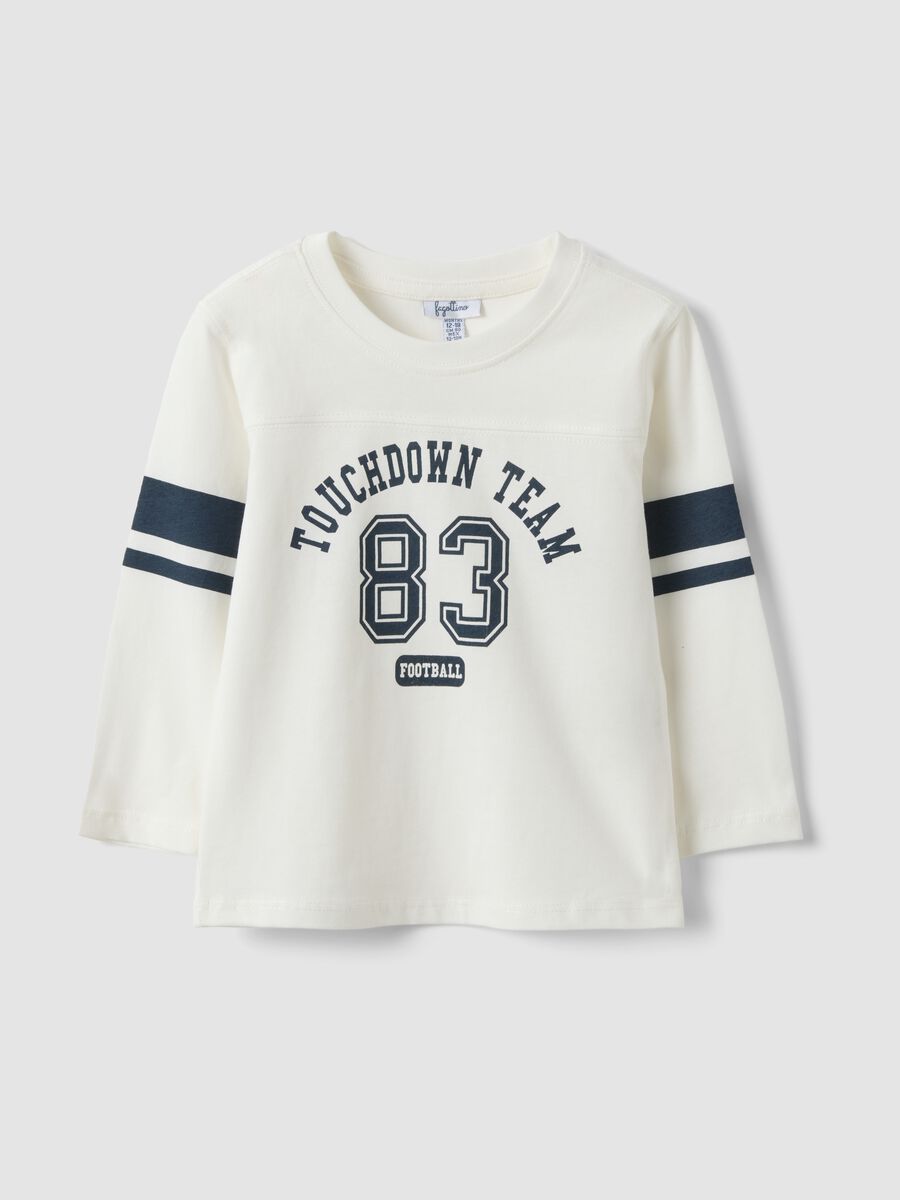 White organic cotton crew-neck T-shirt for baby boy_0