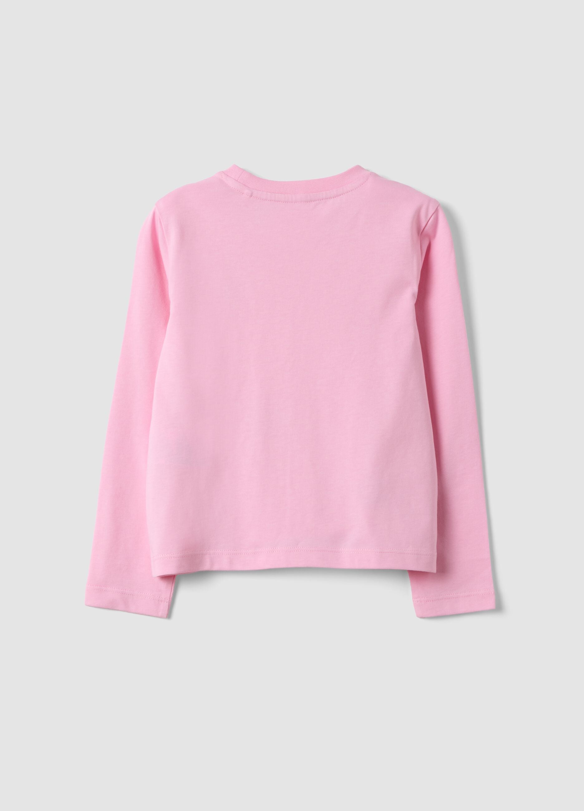 Pink pure organic cotton T-shirt with star print for girls
