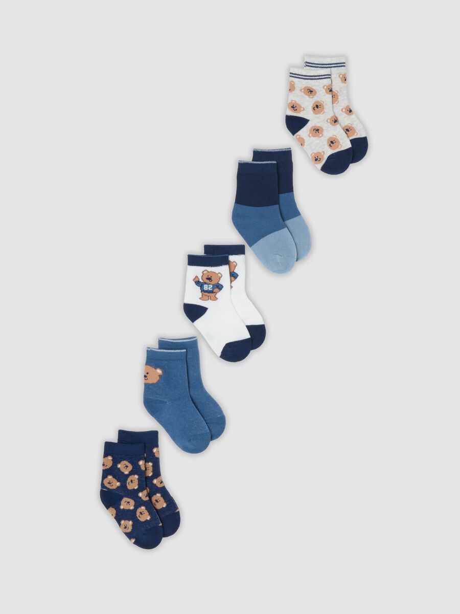 Five-pack of multicolour stretch organic cotton socks_0