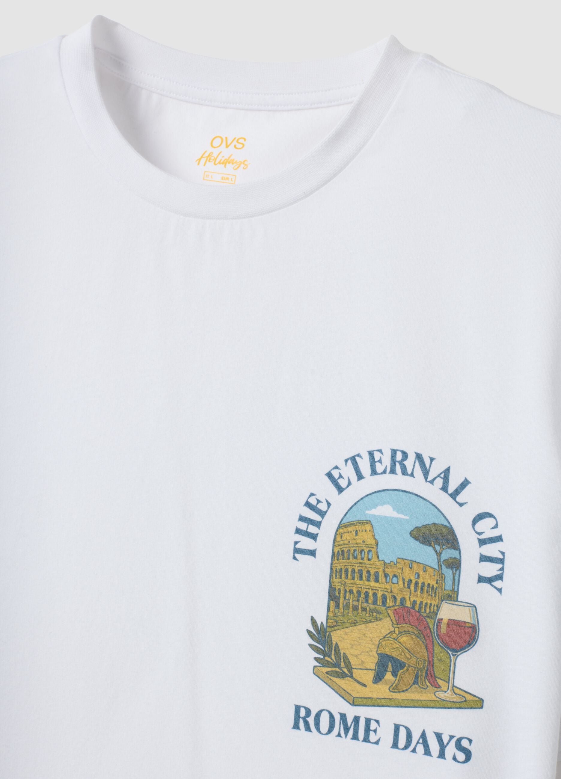 White short-sleeve pure cotton T-shirt, regular fit